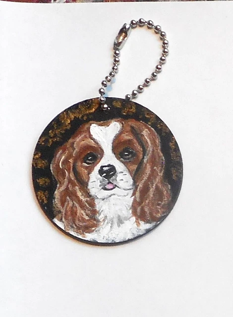 Blenheim Cavalier King Charles Spaniel Dog Key Chain Hand Painted