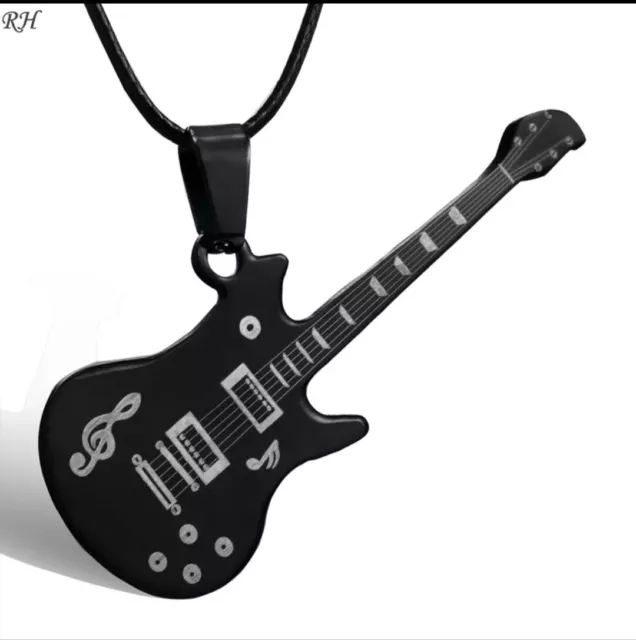 Collar de guitarra de acero inoxidable 316L para hombre, colgantes de cadena