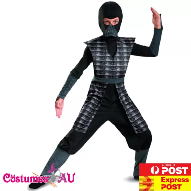 Kids Stealth Ninja Costume Boys Child Halloween Japanese Fighter Warrior Outfit