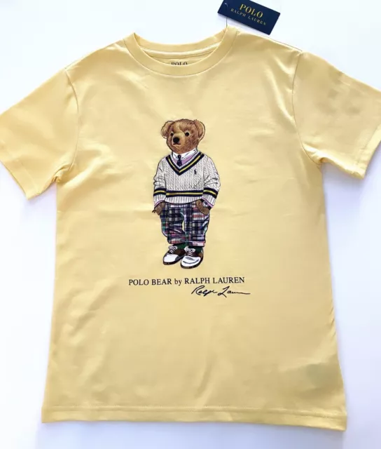 NWT, Boys POLO RALPH LAUREN Yellow Polo Bear T-Shirt. Size S(8)