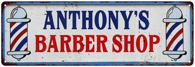 ANTHONY'S Barber Shop Hair Salon Personalized Metal Sign Retro 106180031028