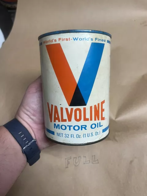 Full Valvoline Motor Oil SAE 20 1 Quart Oil Can Qt Standard Sign Advertising