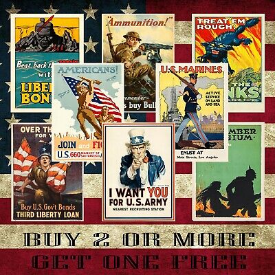 A4 World War 1 Vintage High Quality American Propaganda Posters USA  WW1