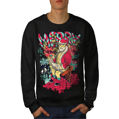 Wellcoda Christmas Santa Funny Mens Sweatshirt, Xmas Casual Pullover Jumper