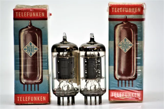 ECC83 12AX7 TUBE TELEFUNKEN GERMANY PREAMP tubes matched pair ribbed PLATE AMP