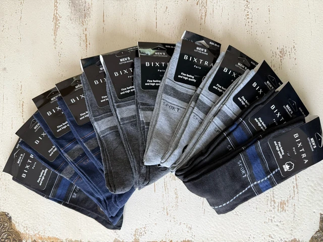 Lot De 12 Paires Chaussettes Homme Coton, Mi-courtes, Noir/blanc/gris, Tailles 40-46