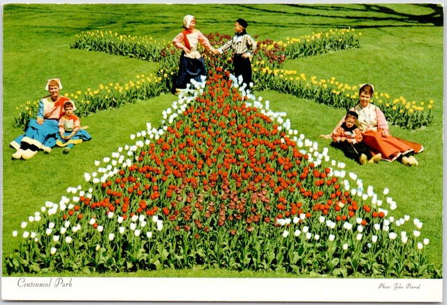 Centennial Park Holland Michigan Tulip Time Flowers People View Vintage Postcard