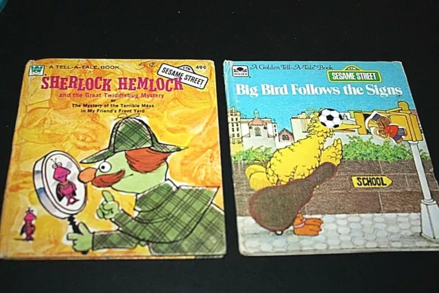 Sesame Street Book Lot Sherlock Hemlock & Big Bird Follow the Signs  -A ^