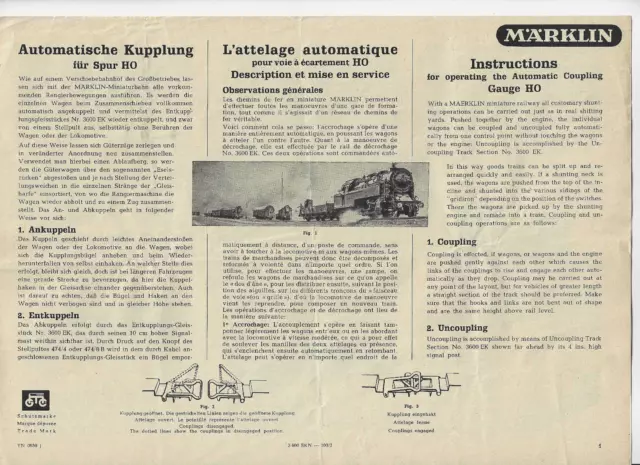 Anleitung für Automatische Kupplung Märklin H0/00 von 1951 - instructions