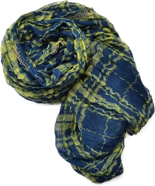 Echo Design Womens Crinkled Plaid Ring Wrap Teal Chartruese Infinity Scarf Green 2