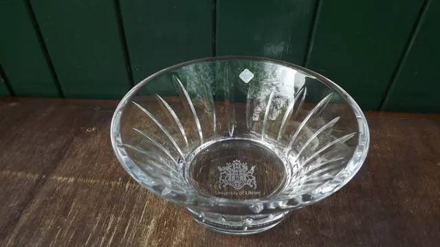 Tyrone Crystal Presentation Bowl from Ulster University Label attached &fine cut