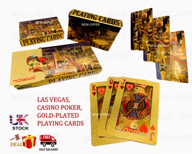 LAS VEGAS Casino Poker  24k Gold Plated Playing Cards Deck Of Cards Game XMAS