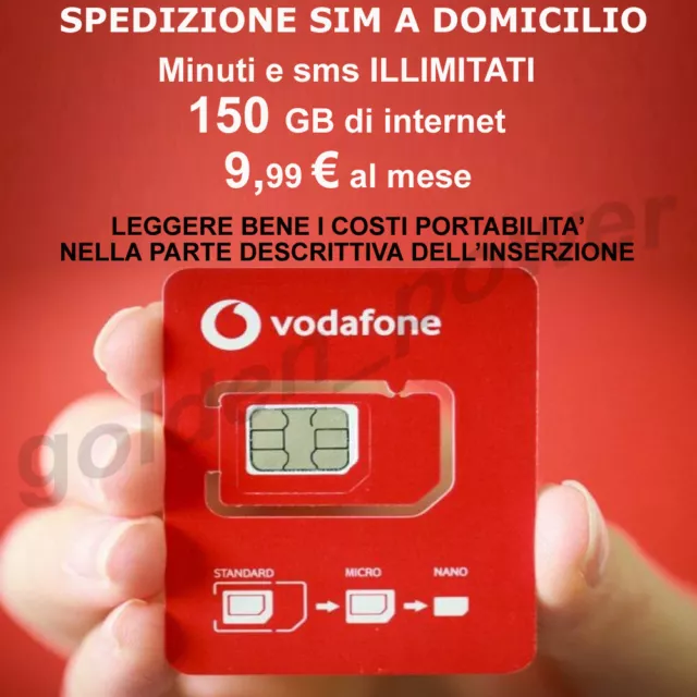 Passa a Vodafone 150 GB MIN.SMS ILLIMITATI-TIM-WIND3-VERY-KENA-HO a 9,99€ / mese