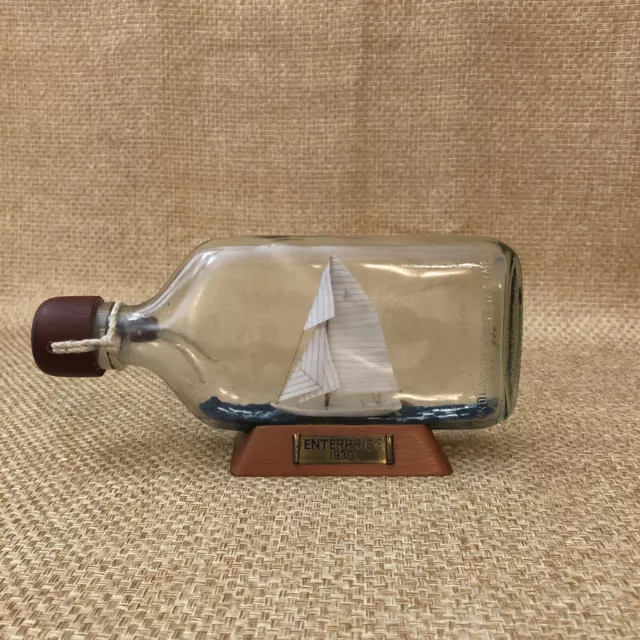 SHIP IN A BOTTLE SAILBOAT ENTERPRISE 1930 signed LC J-Class Cup SAILING OCEAN