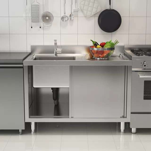 Commercial Catering Prep Table Stainless Steel Laundry Washing Tub Utility Sink