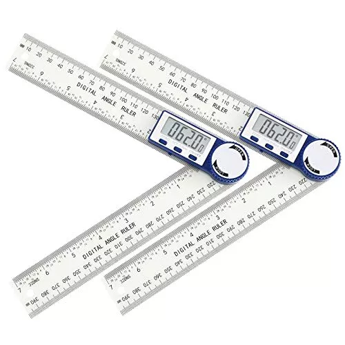 2 Pcs Digital Angle Finder Protractor 2 in 1 Angle Finder Ruler with Large LC...
