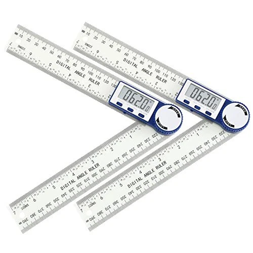 2 Pcs Digital Angle Finder Protractor 2 in 1 Angle Finder Ruler with Large LC...
