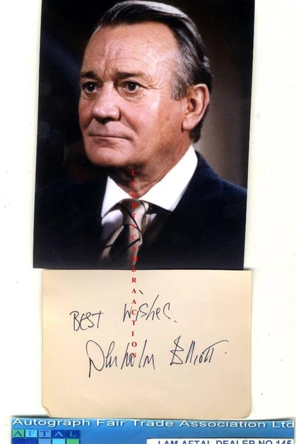 Denholm Elliott vintage signed page AFTAL#145
