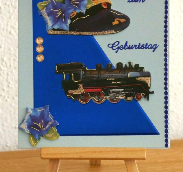 KARTE GLÜCKWUNSCH GEBURTSTAG Zug Lokomotive Eisenbahn Bahn Dampflok