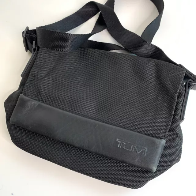 TUMI Crossbody Messenger Travel Bag Ballistic Nylon Leather Magnetic Flap 4366D3