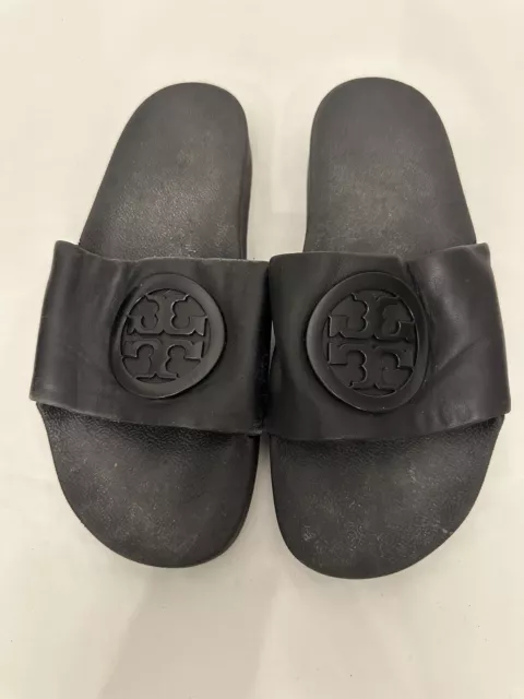 Tory Burch Lina Leather Pool Slides Size 9