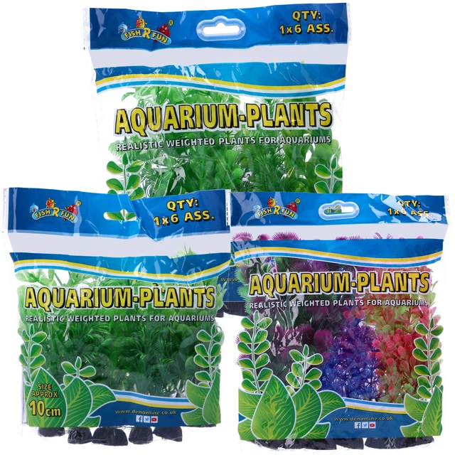 Aquarium Plants Plastic Artificial Green / Multicolour 10cm 20cm Tank Fish R Fun