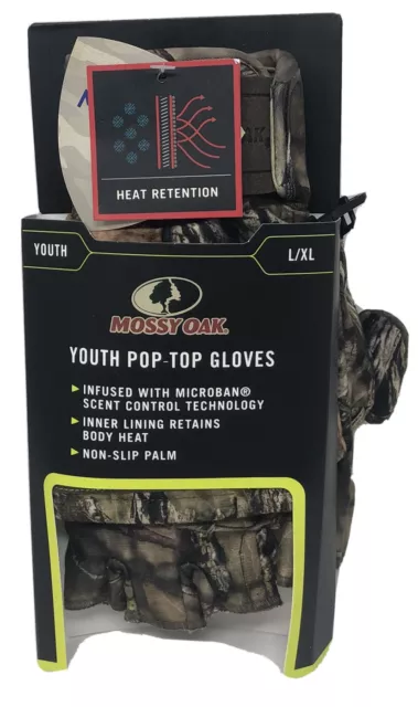 Mossy Oak Youth Pop Top Gloves Camo Size L / XL