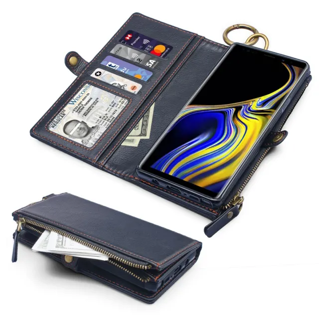 Zip Leather Removable Wallet Card Case For Samsung S8 S9 S8/9 Plus Note 8/9