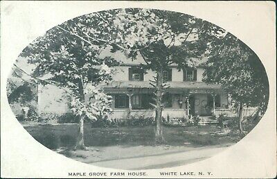 White Lake, New York - Maple Grove Farm House 1920 - Vintage NY photo Postcard