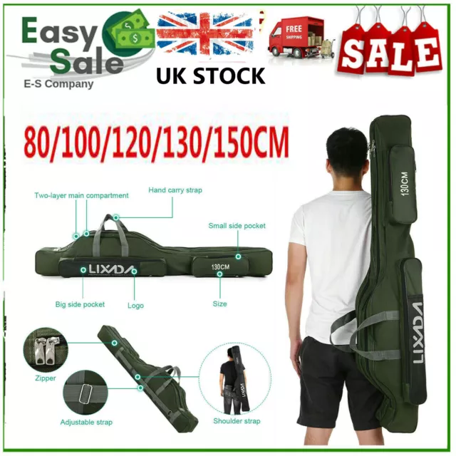 Portable Fishing Rod Carrier Canvas Pole Tool Storage Bag Gear Tackle Bag M5B6