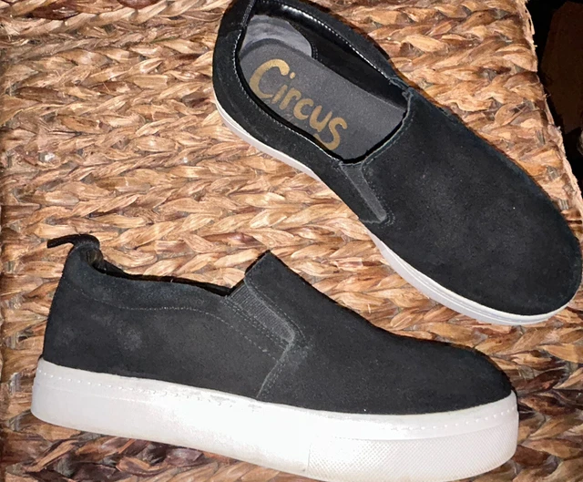 Circus By Sam Edelman Black Suede Slip On Platform Sneakers Shoes Size 8