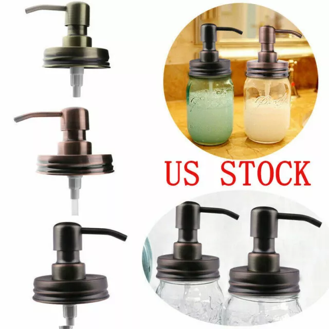 Anti-Rust Stainless Steel Mason Canning Jar Soap/Lotion Dispenser Lid Metal Pump 2