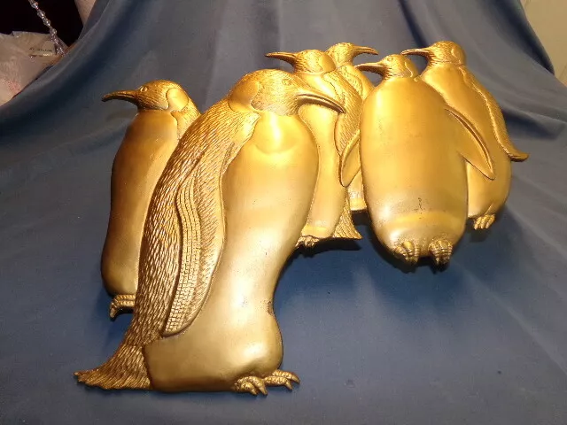 Large Brass Penguin 14" Tall X 17" Wide Wall Hanging Waddle