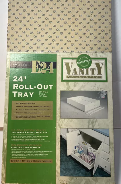 Mill’s Pride 24” White E24 Vanity Roll-Out Tray Organizer New Open Box