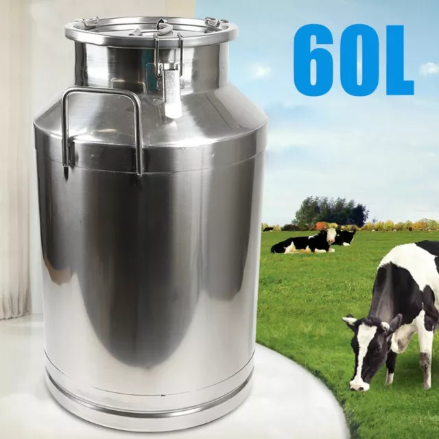 60L Stainless Steel Milk Can Wine Beer Pail Bucket Oil Barrel Storage Canister