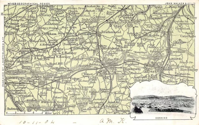 Carte Postale Vintage Surrey - Dorking Insertion - Environ 1912 - Bartholomew