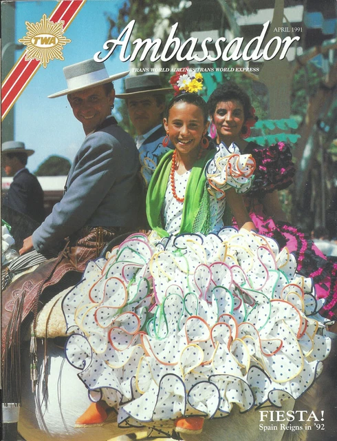 TWA Trans World Airlines Ambassador inflight magazine 4/91 Spain [1033]