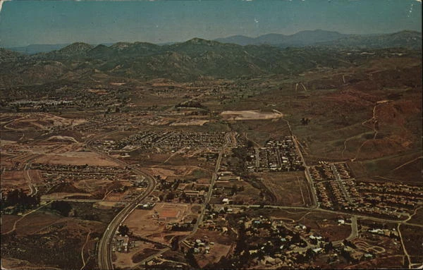 Poway,CA Aerial View San Diego County California Amescolor Publishers Postcard