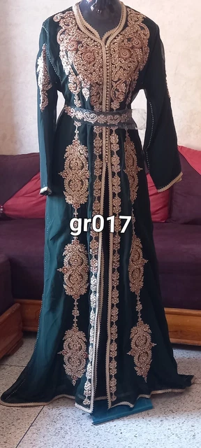 Caftano marocchino con perline, ricamato, abito da sera Abaya Dubai