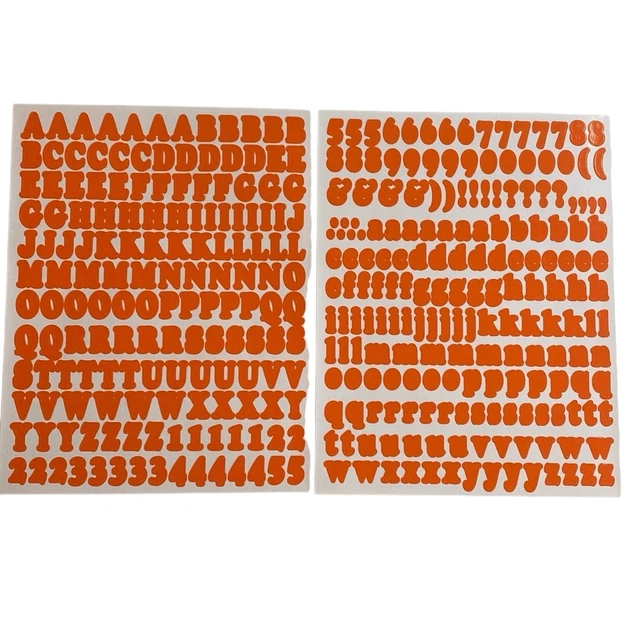 STICKERS LETTERS ALPHABET Upper Lower Case Numbers Symbols 2 Sheets ...