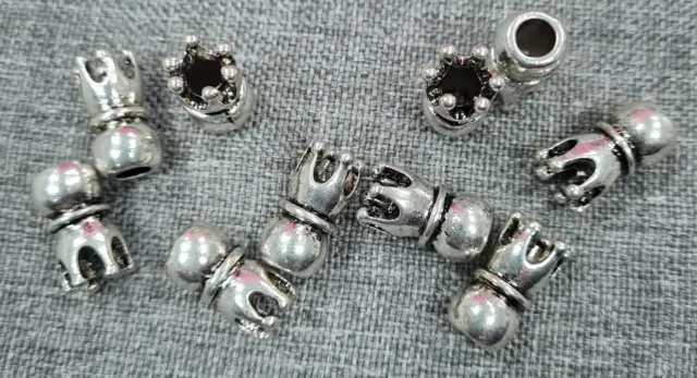 10 Stück Metallperle Krone Grosslochperle Charms für Bänder 18,5x10mm