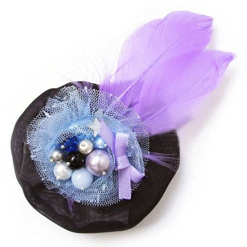 Broche Pince à Cheveux Satin Bordeaux - Perles Dorées Et Grises - Sans Marque - Neuf