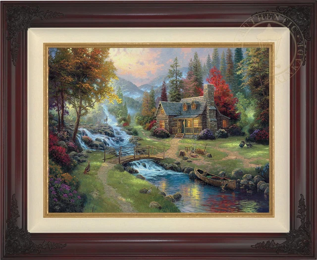 Thomas Kinkade ~ Mountain Paradise 18x27 S/N ~ Oil on Canvas