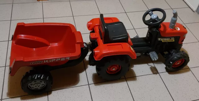 Kinder - Traktor Farmer II von DOLU mit Rolly Toys Anhänger Gespann