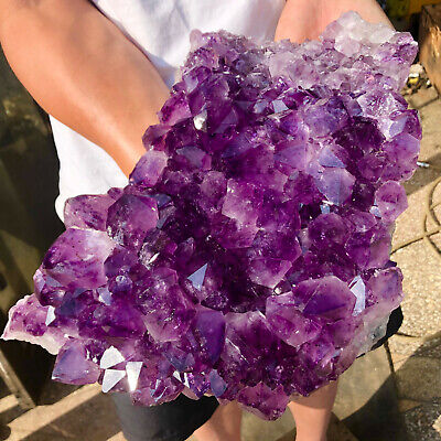 15.75lb Natural Amethyst geode quartz cluster crystal specimen energy Healing