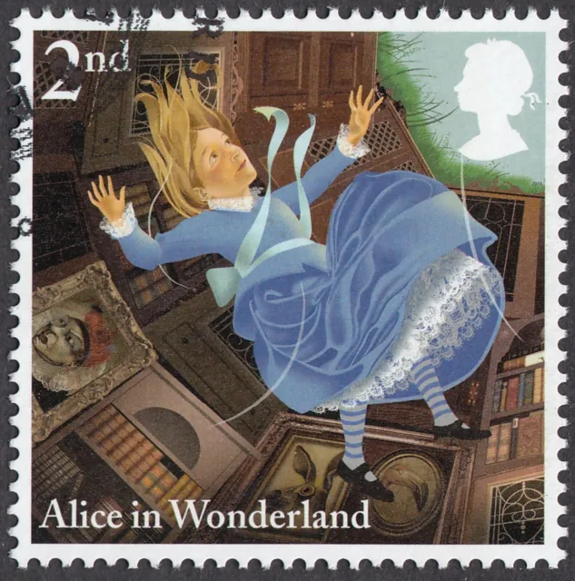 Alice in Wonderland - Down the Rabbit Hole illustrated on 2015 fine used stamp