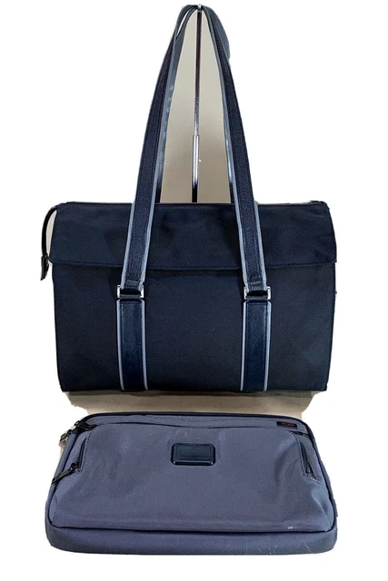 Preowned Tumi Set Black 16” Tote & Grey iPad / Tablet Bag