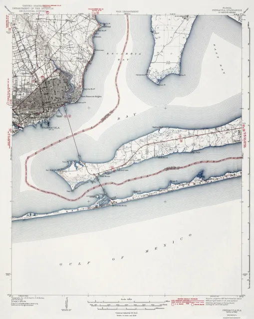 Topo Map - Pensacola Florida Quad - USGS 1942 - 23 x 28.91