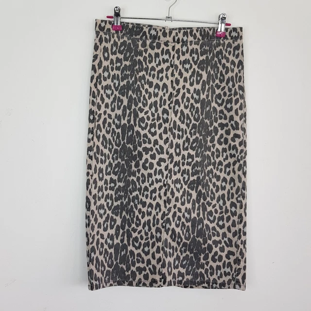 TOPSHOP MOTO LEOPARD Print Denim Pencil Skirt Waist 28 UK 10 Gothic Punk 9.49 PicClick UK