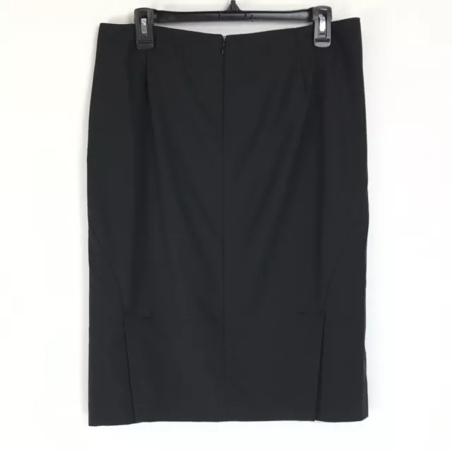 Theory Golda Tailor Pencil Skirt Women's Size 10 Black Wool Blend Stretch Career 2